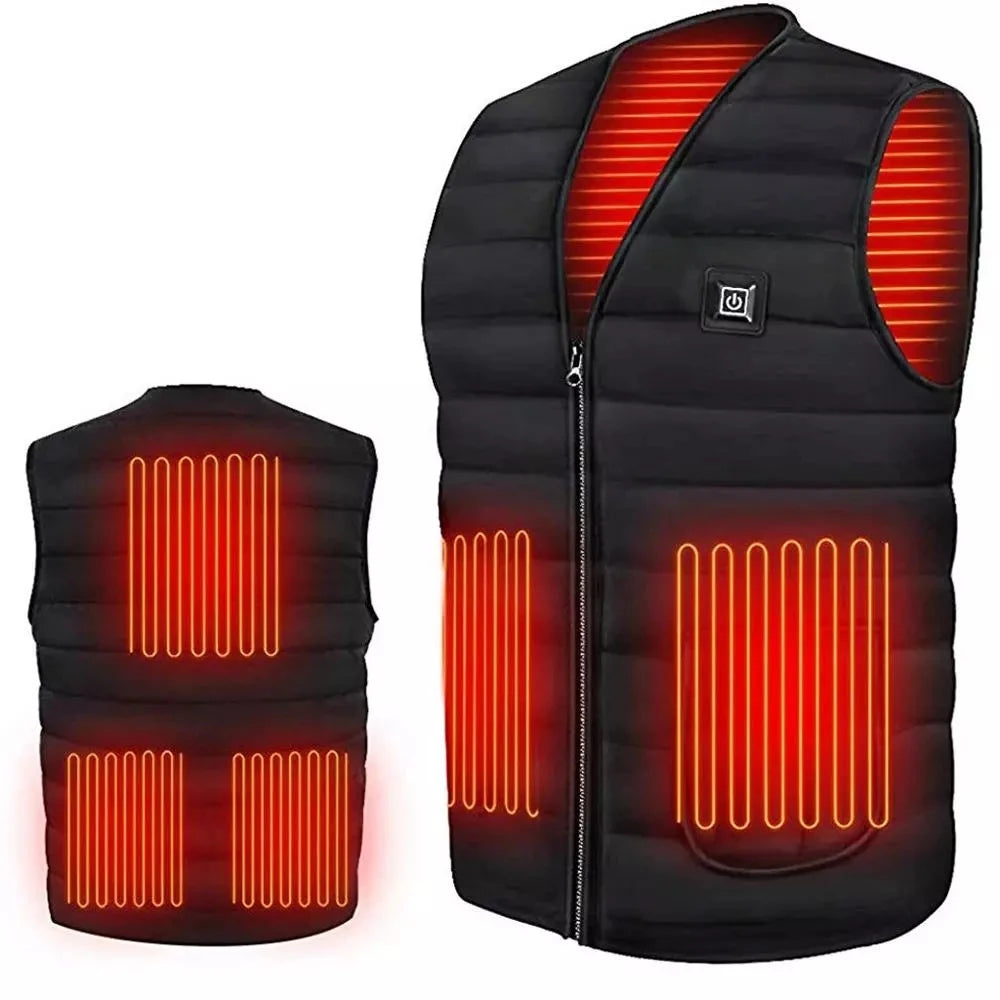 USB Heated V-Neck Vest - 9-Zone Electric Thermal Vest for Men & Women, Outdoor Winter Warmth