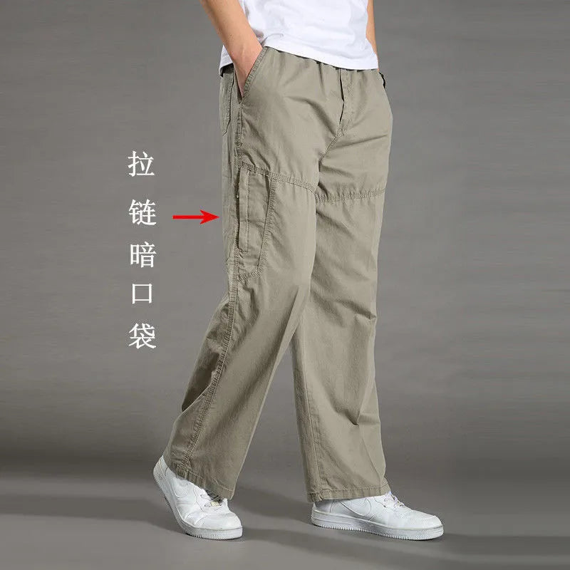 Men's Cotton Cargo Pants – Casual Work Joggers with Pockets, Waist 29–46 in (74–117 cm) | Up to 6XL