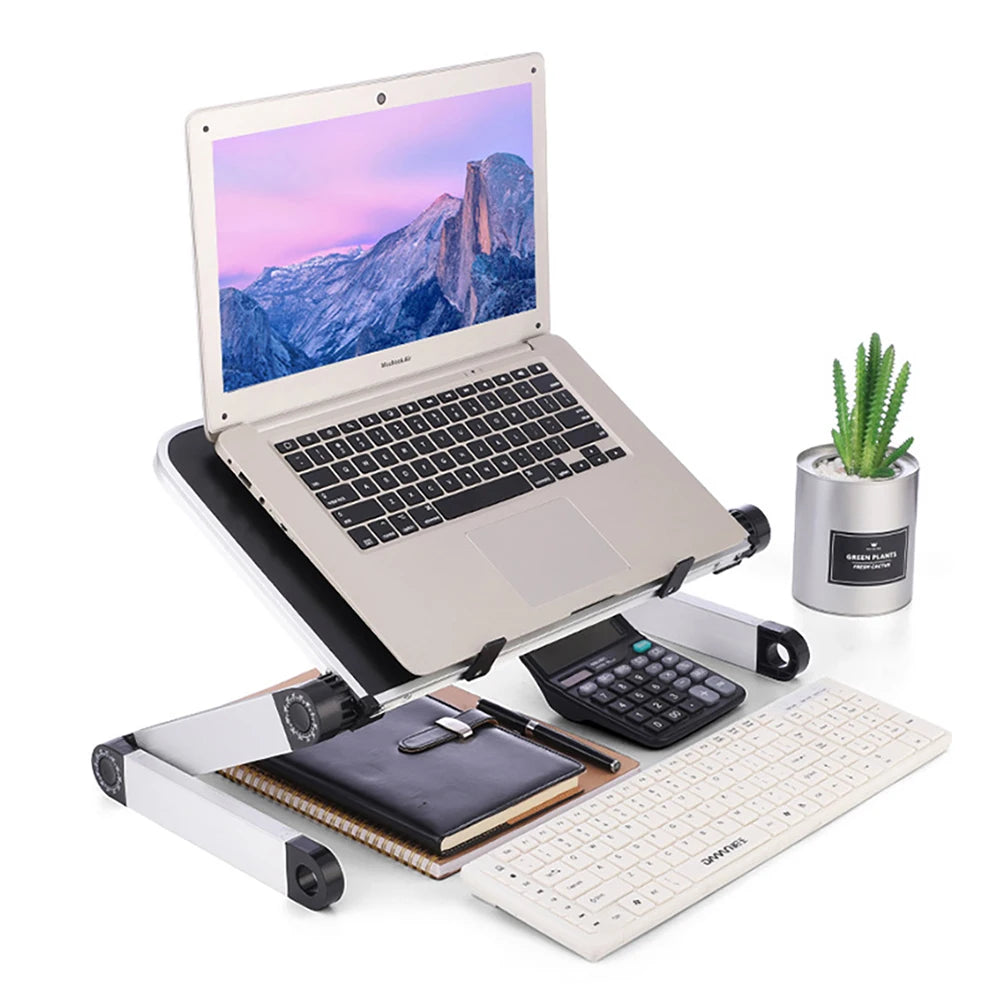 Adjustable Aluminum Laptop Desk Stand with Mouse Pad, Portable Ergonomic Lap Desk for Bed, Sofa and TV