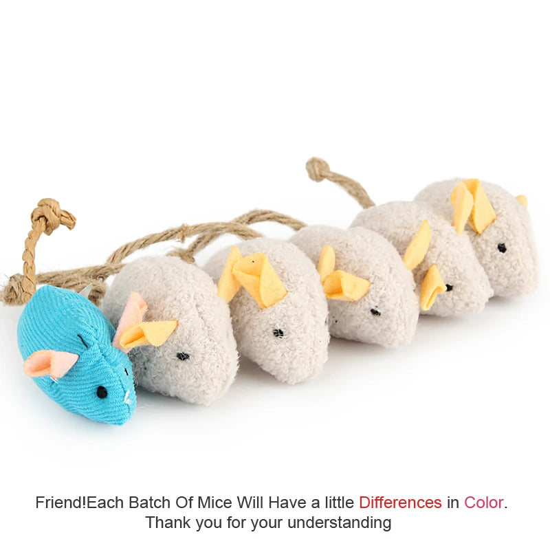 6-Pack Catnip Plush Mouse Toys for Cats & Kittens, 2.2 in (5.5 cm) Interactive Catnip Mice – Mixed Colors