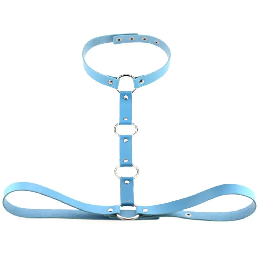 Vegan Leather Sword Belt Body Harness Cage – Gothic Punk Waist Chain for Cosplay & Festival