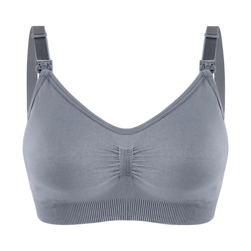 Plus Size Nursing Bra Breathable Seamless Maternity Breastfeeding Bra Wire-Free with Removable Pads