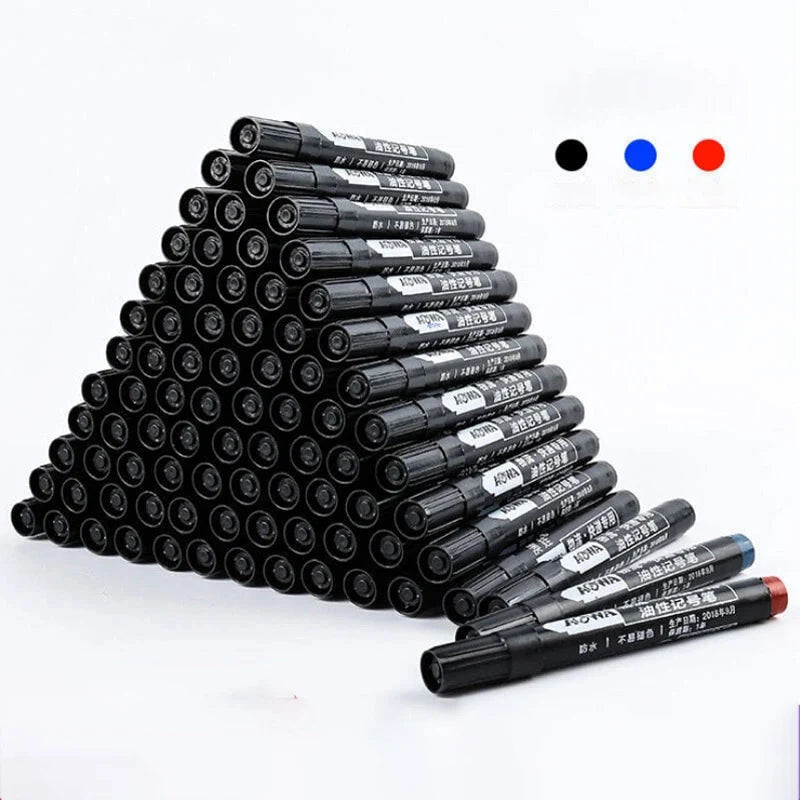 Permanent Paint Marker Pens 3/9-Pack – Waterproof Black Oil-Based, Quick-Drying for Tire, Metal, Glass, Plastic