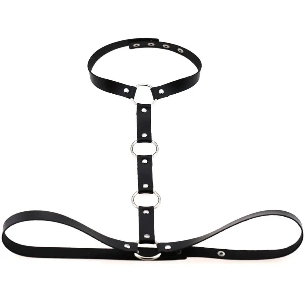 Vegan Leather Sword Belt Body Harness Cage – Gothic Punk Waist Chain for Cosplay & Festival