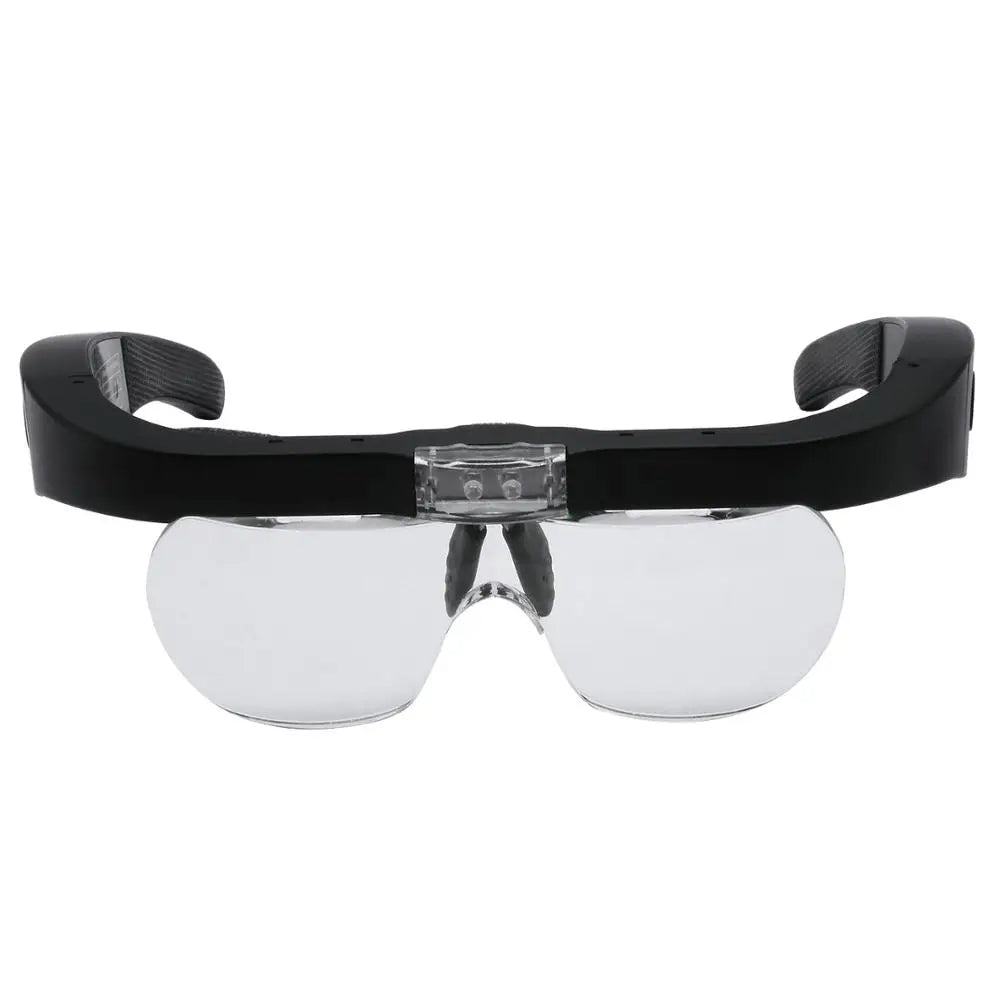 Headband Magnifying Glasses 1.5x–5x USB Rechargeable LED with 4 Interchangeable Lenses for Reading, Jewelry & Watch Repair