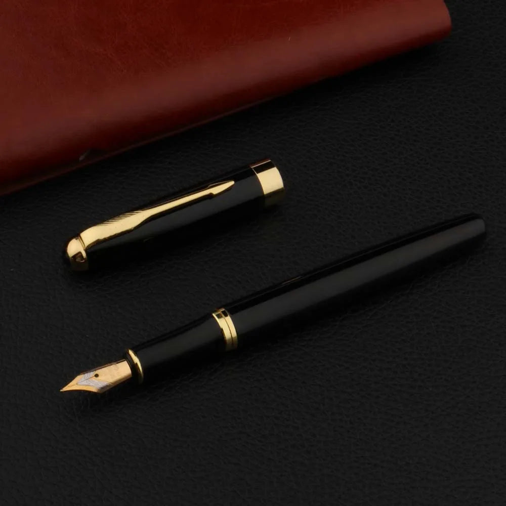 Metal Fountain Pen Black & Gold – Business Writing Pen for Office, School & Gifts