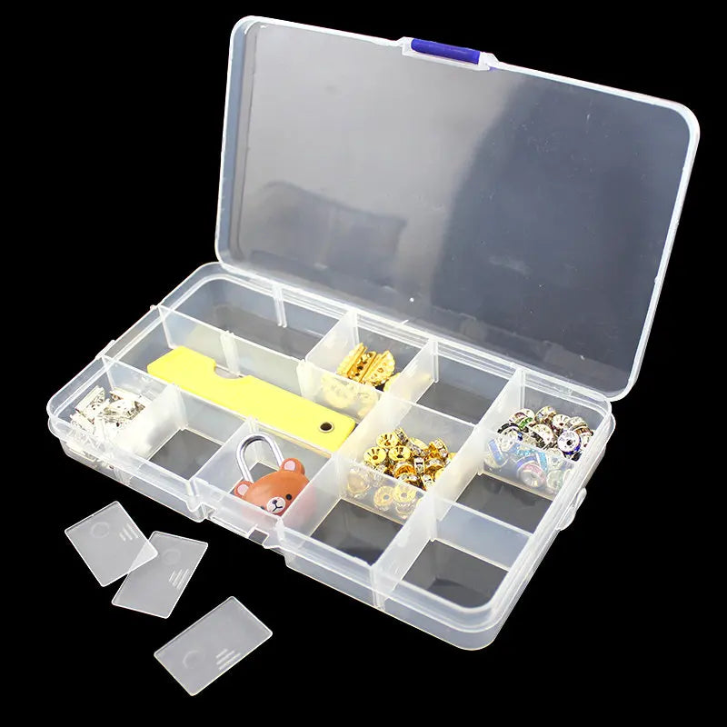 Adjustable Plastic Jewelry Organizer Box 10/15/24 Compartment Bead & Craft Storage Case