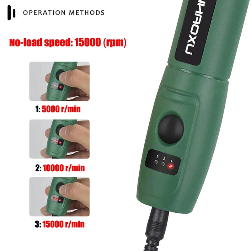Mini Rotary Tool Kit — 3-Speed Engraver & Grinder with 25-Piece Accessories (100–240V / 3.7V)