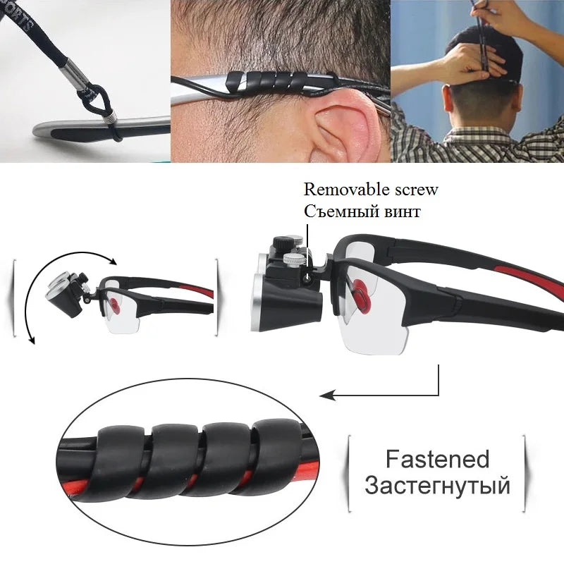 Dental Binocular Loupes 2.5X/3.5X Ultra-Lightweight Optical Magnifying Glasses - 320-420 mm (12.6-16.5 in) Working Distance