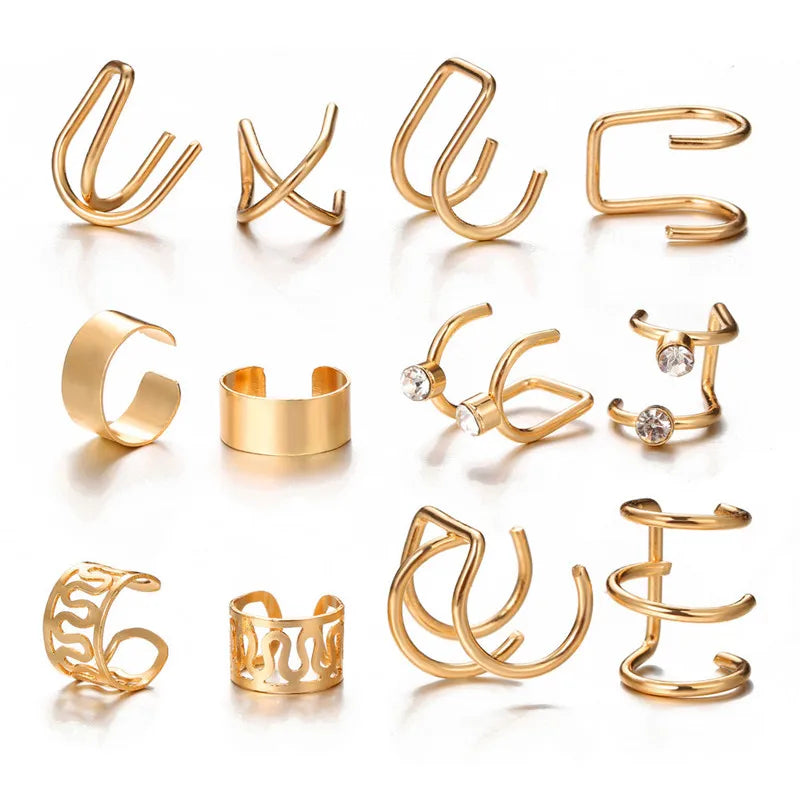 Gold Leaf Ear Cuff Clip-On Earrings for Women — No-Piercing Cartilage Climbers