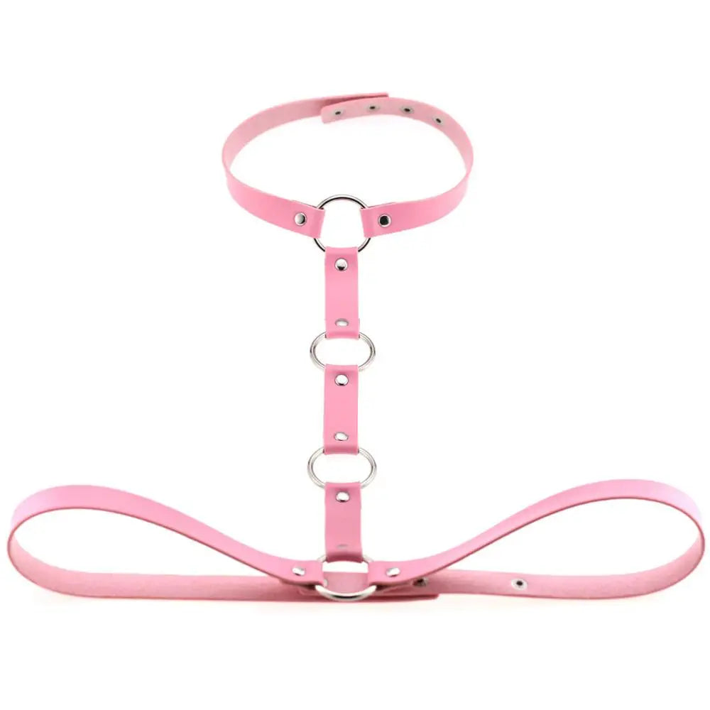 Vegan Leather Sword Belt Body Harness Cage – Gothic Punk Waist Chain for Cosplay & Festival