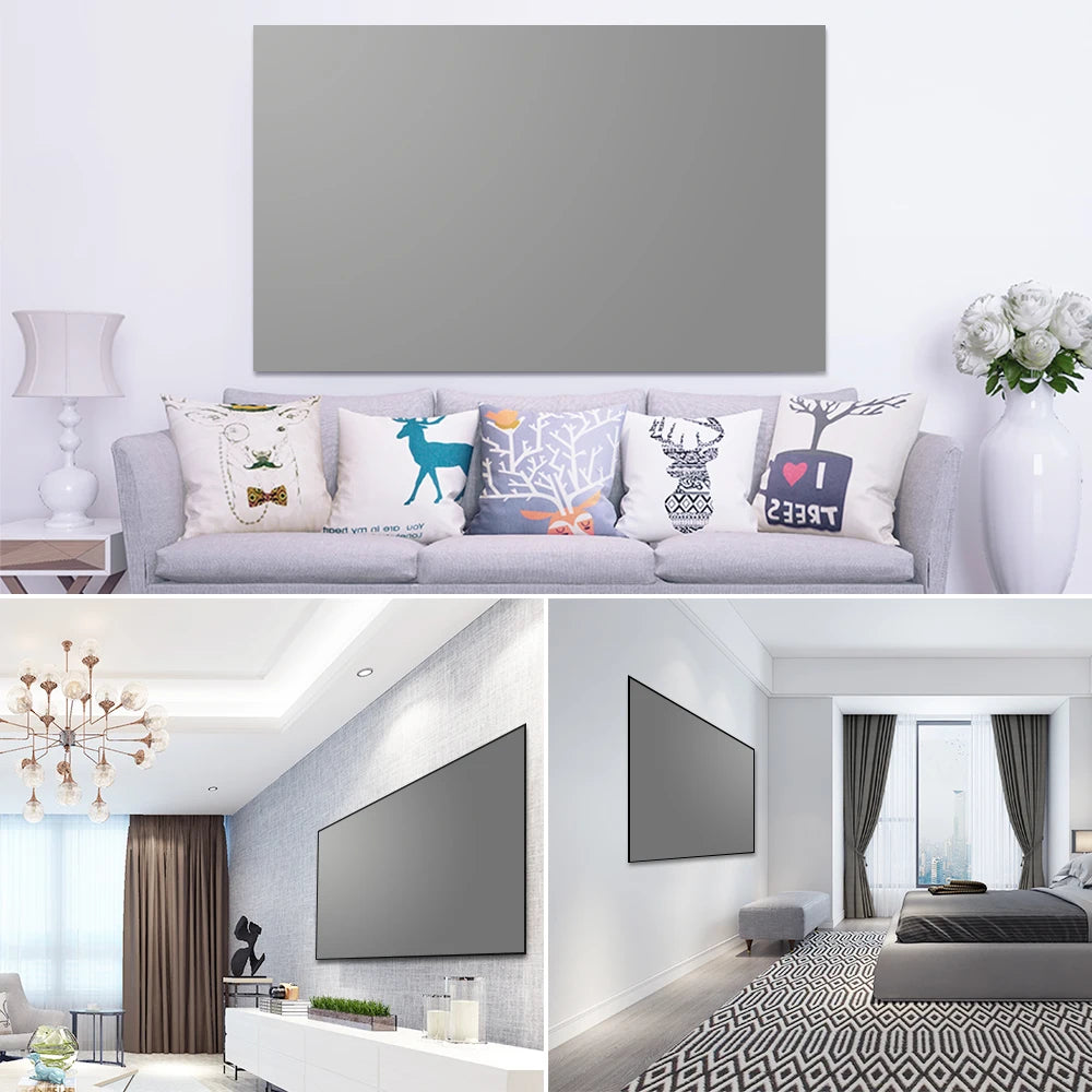 High Brightness Ambient Light Rejecting Portable Projector Screen 16:9 — 60–133 Inch (152–338 cm) Reflective Fabric for Home Theater