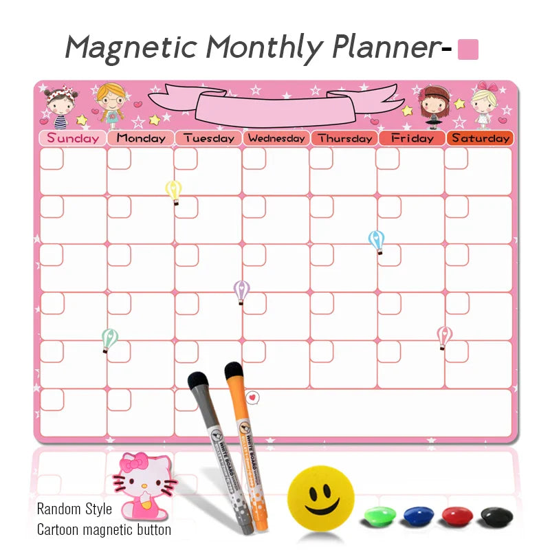 A3 Magnetic Weekly & Monthly Planner Whiteboard - Flexible Fridge Message & Drawing Board (11.7 x 16.5 in / 29.7 x 42 cm)