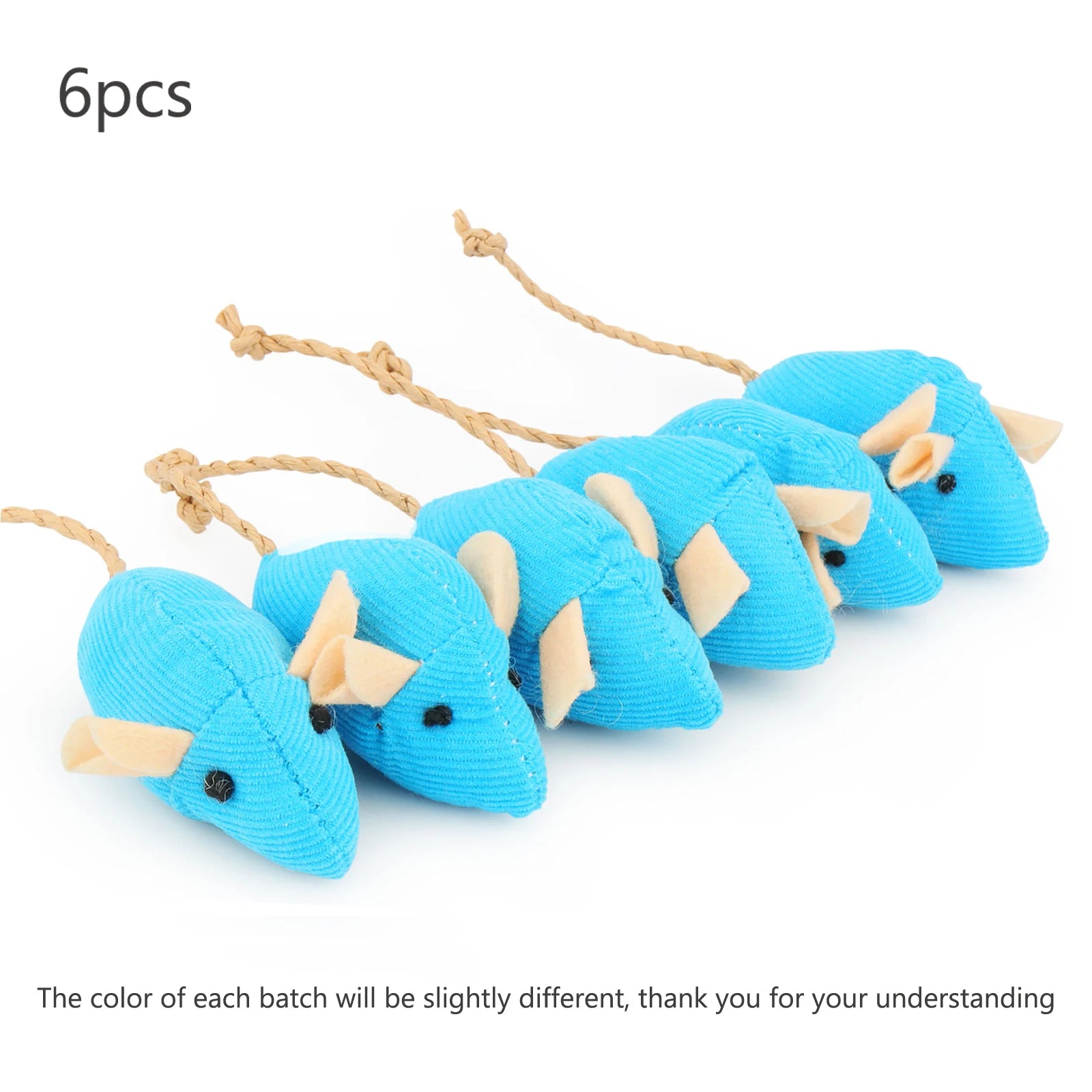 6-Pack Catnip Plush Mouse Toys for Cats & Kittens, 2.2 in (5.5 cm) Interactive Catnip Mice – Mixed Colors