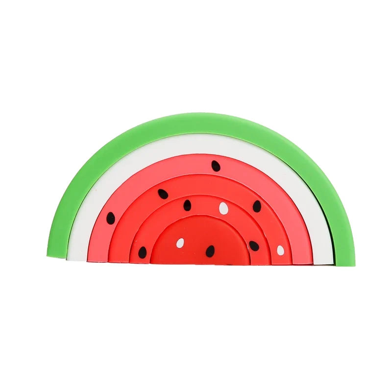 Silicone Watermelon Building Blocks BPA-Free Montessori Stacking & Balance Toy for Toddlers and Kids