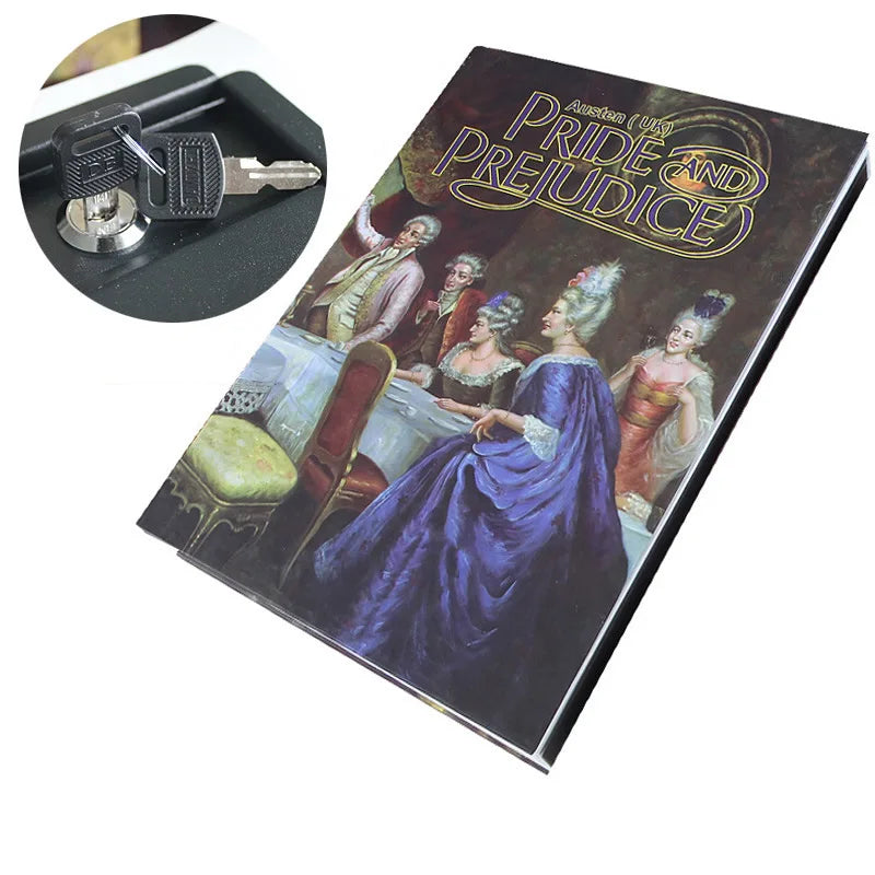 Hidden Book Safe with Key Lock — Metal Interior Stash Box for Cash, Jewelry & Passports — Realistic Classic Book Design