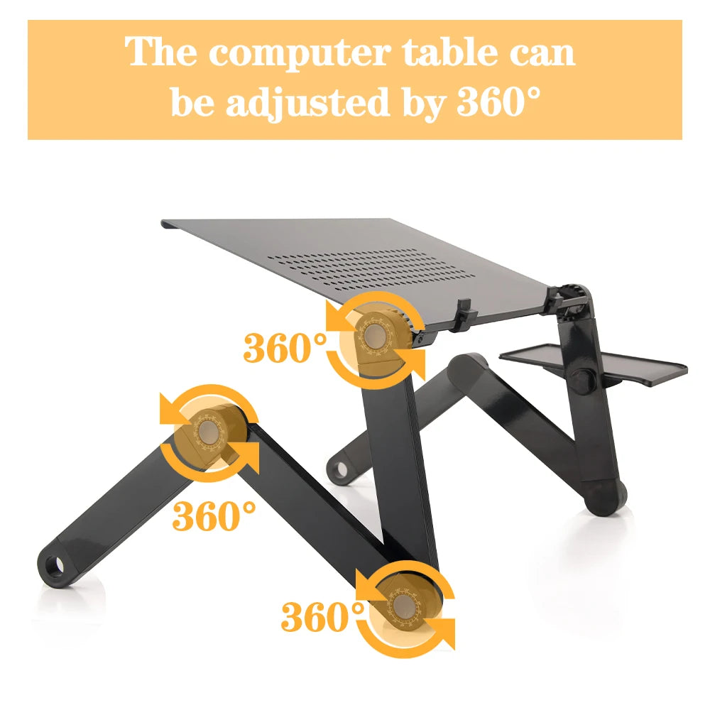 Adjustable Aluminum Laptop Desk Stand with Mouse Pad, Portable Ergonomic Lap Desk for Bed, Sofa and TV