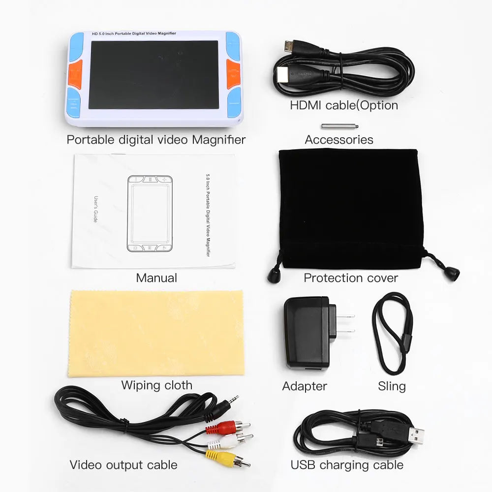 5.0-inch (12.7 cm) Portable 3–48X Digital Handheld Magnifier 800x480 LCD HDMI 1080i & AV Output Electronic Reading Aid