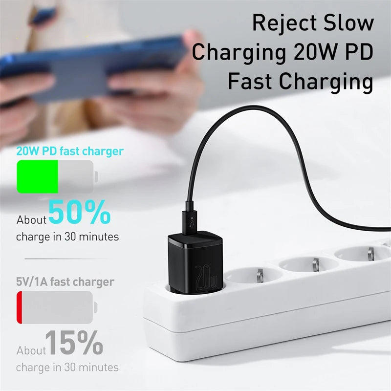 20W USB-C PD Fast Charger – Portable Type-C Wall Adapter, PD 3.0 & QC3.0 Compatible for Modern Smartphones