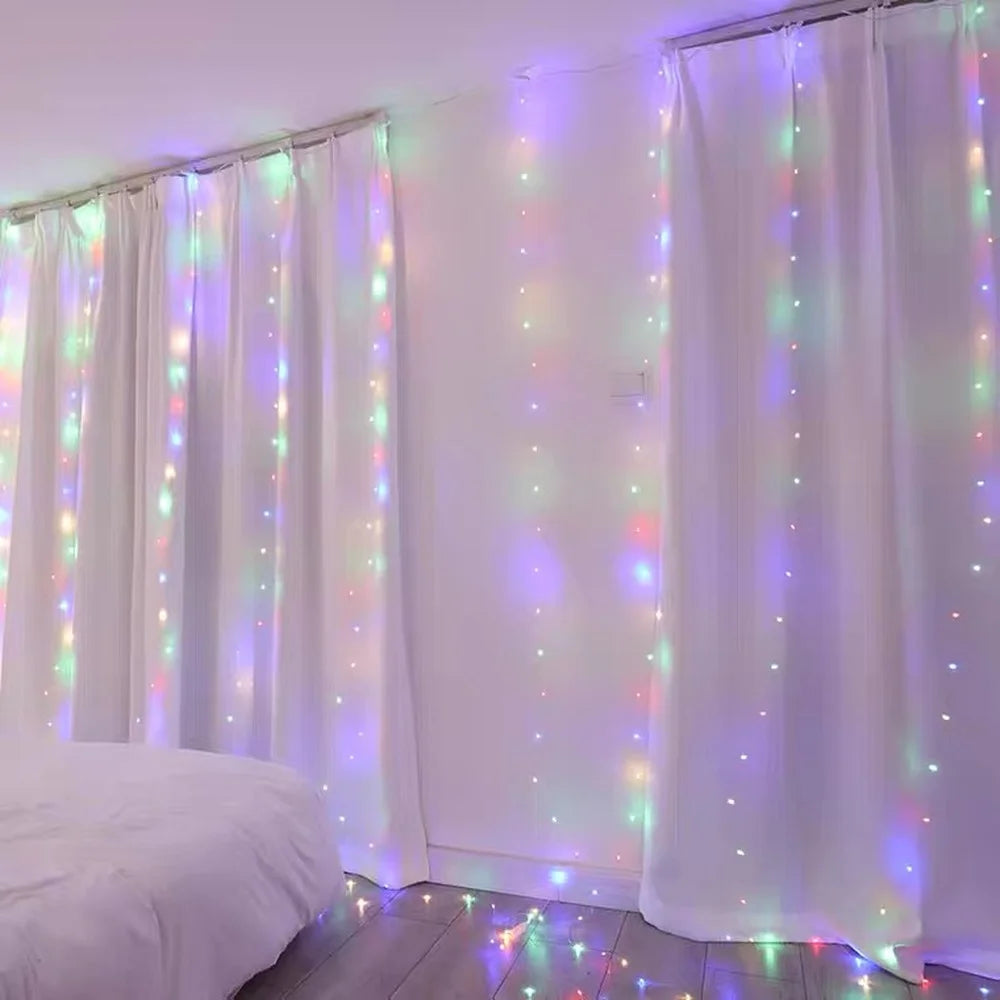 LED Curtain String Lights for Christmas - Remote-Control Holiday Garland, 3x3 m (9.8x9.8 ft) 300 LEDs | 3x2 m (9.8x6.6 ft) 200 LEDs | 3x1 m (9.8x3.3 ft)