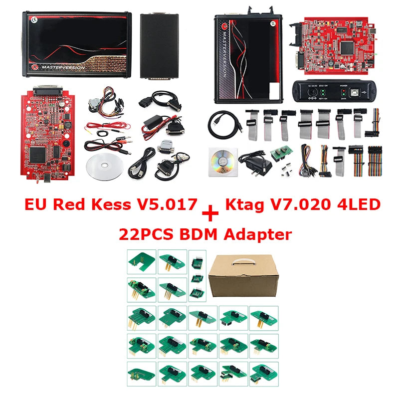 Online ECU Programmer Master Kit — 4-LED BDM Frame & 22 Adapters, OBD/Tricore/BDM Flasher with Unlocked 2.80 Software