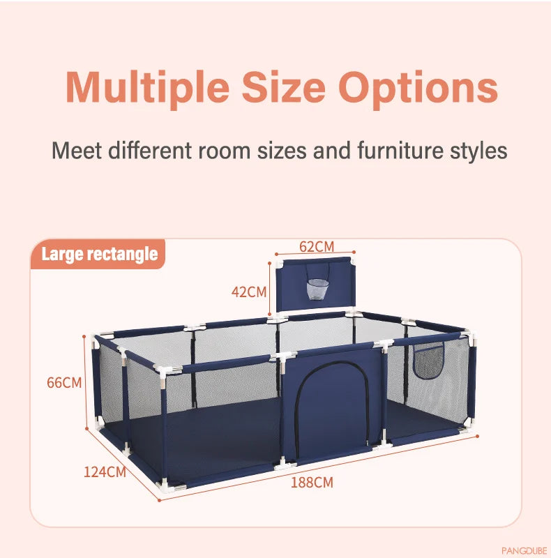 Large Baby Playpen & Ball Pit - Indoor Kids Play Area Safety Fence, 128 × 188 × 66 cm (50.4 × 74 × 26 in) - Ages 6 Months to 6 Years