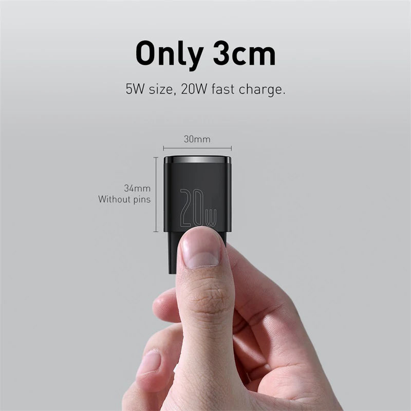 20W USB-C PD Fast Charger – Portable Type-C Wall Adapter, PD 3.0 & QC3.0 Compatible for Modern Smartphones