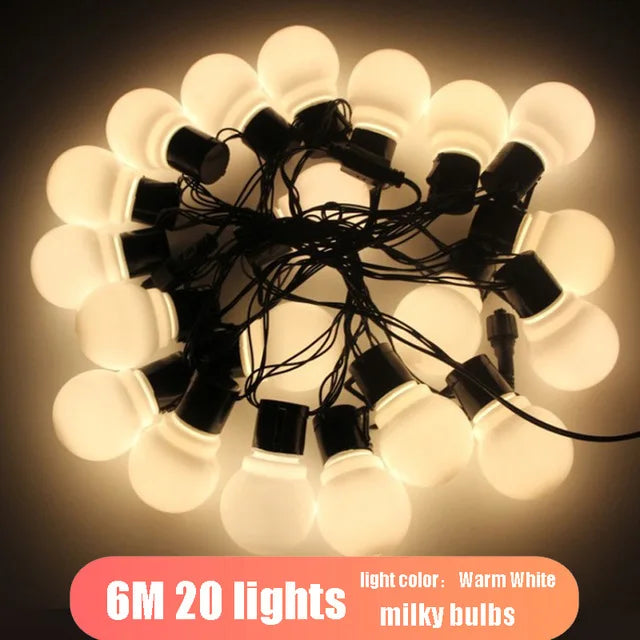LED Globe String Lights 6m/10m (20/38 Bulbs) Waterproof Outdoor White/Warm White - Wedding Party Garden Christmas