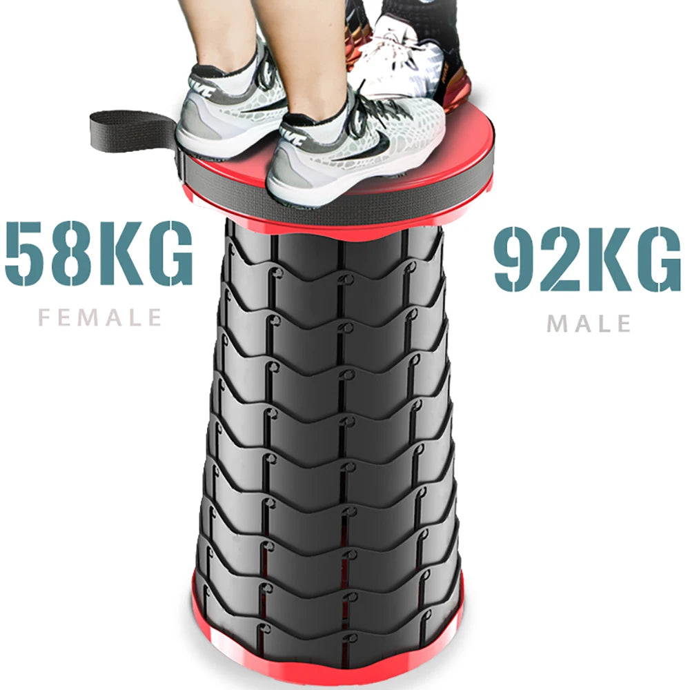 Portable Telescopic Folding Stool, Lightweight Plastic Camping & Fishing Seat, Queue Chair
