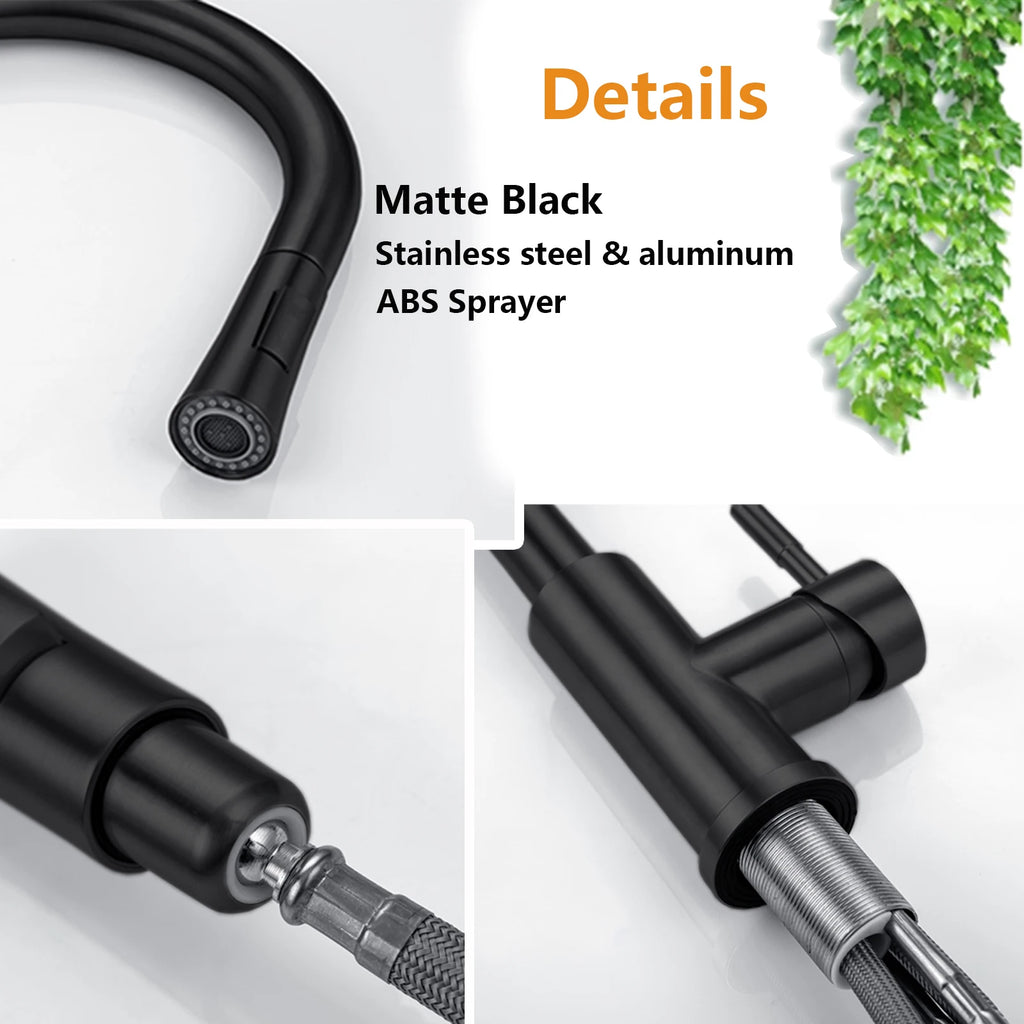 Touch Sensor Pull-Out Kitchen Faucet, Brushed Nickel & Matte Black Stainless Steel, Single-Handle Touch Control