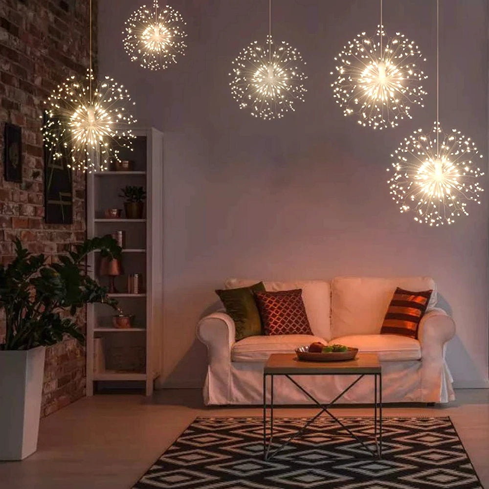 150/200 LED Starburst Fairy String Lights – Firework Twinkle Garland with Remote, Battery-Operated Christmas & Party Decor