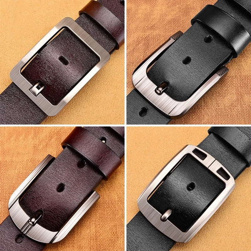 Men's Leather Belt with Metal Buckle – Casual & Business Denim Belt, Solid Classic Style