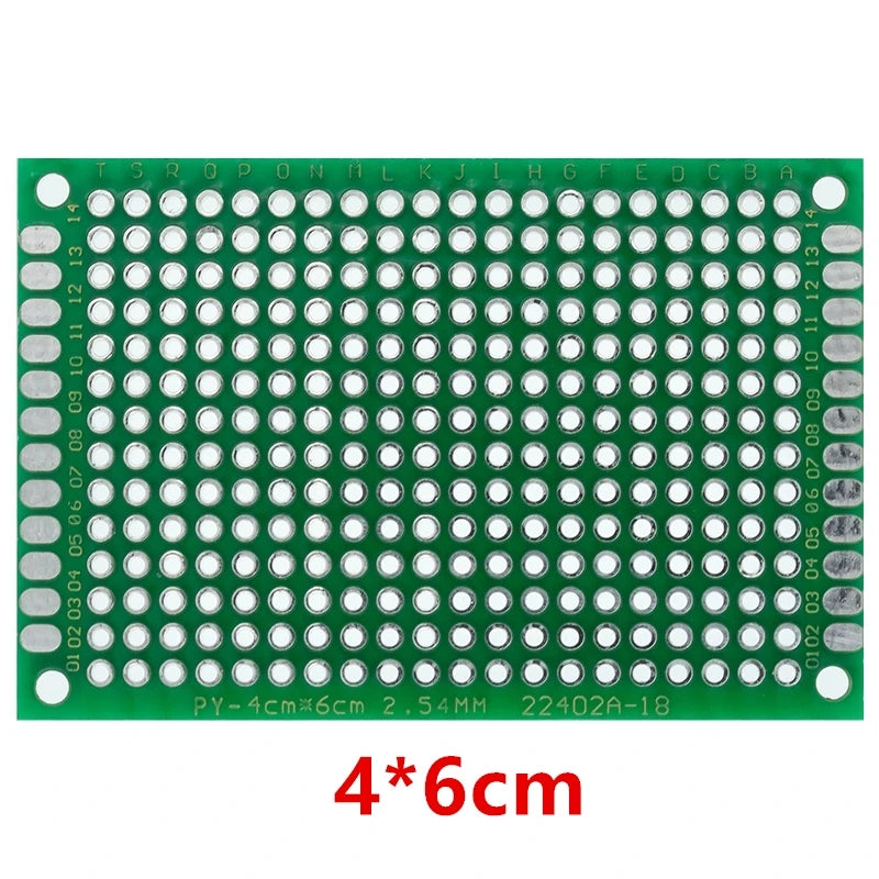 Double-Sided PCB Protoboard for DIY Electronics — Assorted Sizes 2x8cm to 9x15cm (0.8x3.1in to 3.5x5.9in)