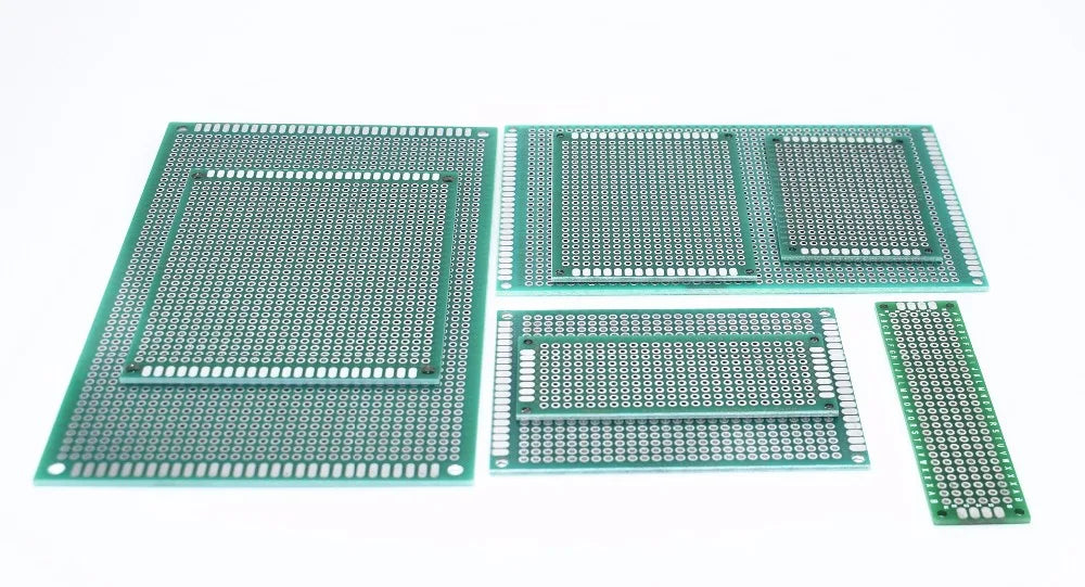 Double-Sided PCB Protoboard for DIY Electronics — Assorted Sizes 2x8cm to 9x15cm (0.8x3.1in to 3.5x5.9in)