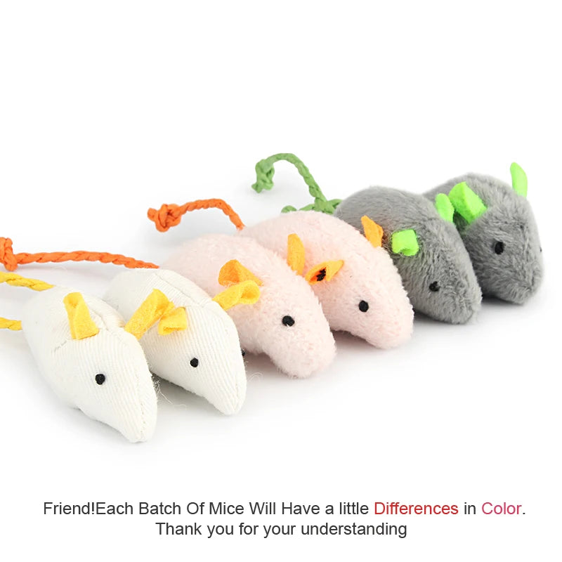 6-Pack Catnip Plush Mouse Toys for Cats & Kittens, 2.2 in (5.5 cm) Interactive Catnip Mice – Mixed Colors