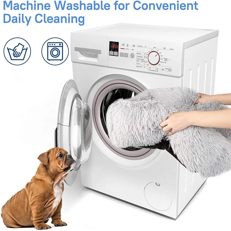 Luxury Plush Square Dog Bed Calming Washable Pet Mat for Small Medium Large Dogs (XS S M L)