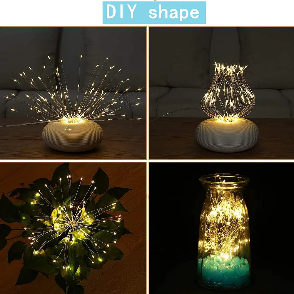150/200 LED Starburst Fairy String Lights with Remote - Hanging Twinkle Garland for Christmas & Parties