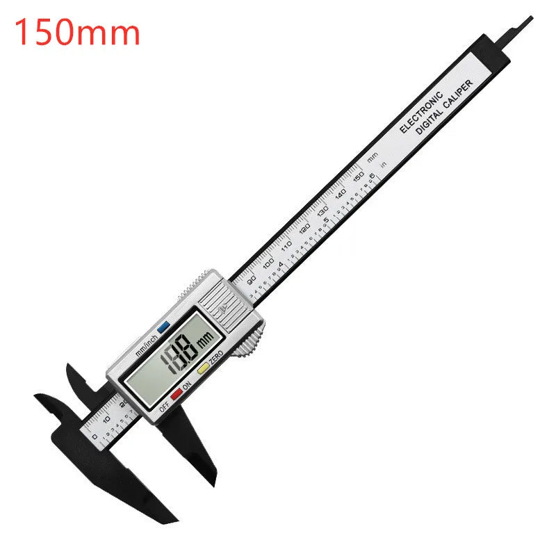 Digital Vernier Caliper 150mm & 100mm (6in/4in) LCD Electronic Measuring Gauge - Carbon Fiber Style