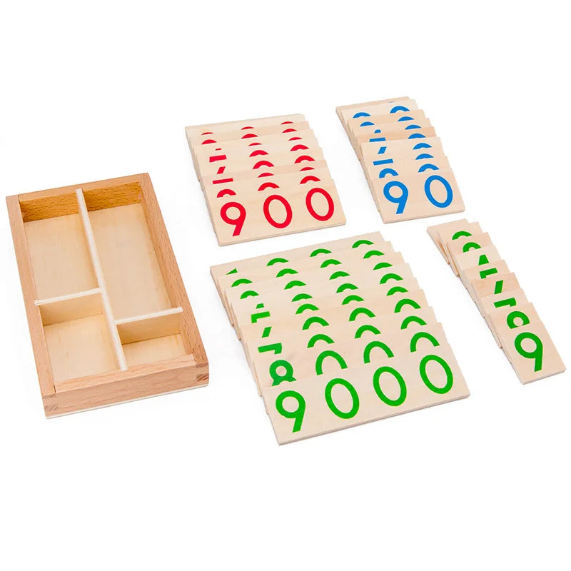Wooden Montessori Number Cards - Counting and Place Value Math Teaching Aids for Preschool and Early Education