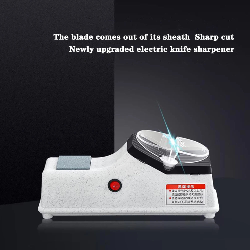 USB Electric Adjustable Knife Sharpener for Kitchen Knives & Scissors, Medium & Fine Grinding, White