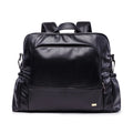 Waterproof Black Leather Diaper Bag Backpack – 24L Large Capacity Nursing Changing Bag with Zipper & Stroller Straps