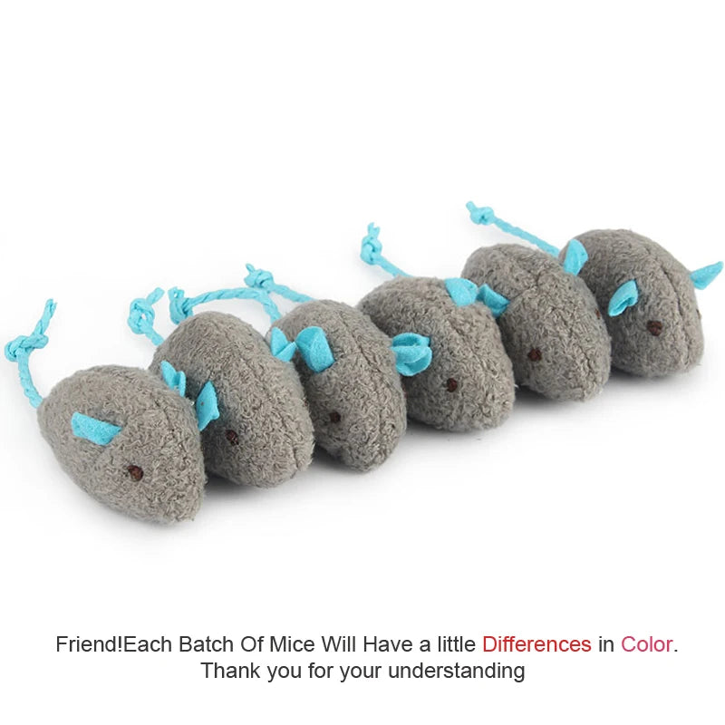 6-Pack Catnip Plush Mouse Toys for Cats & Kittens, 2.2 in (5.5 cm) Interactive Catnip Mice – Mixed Colors