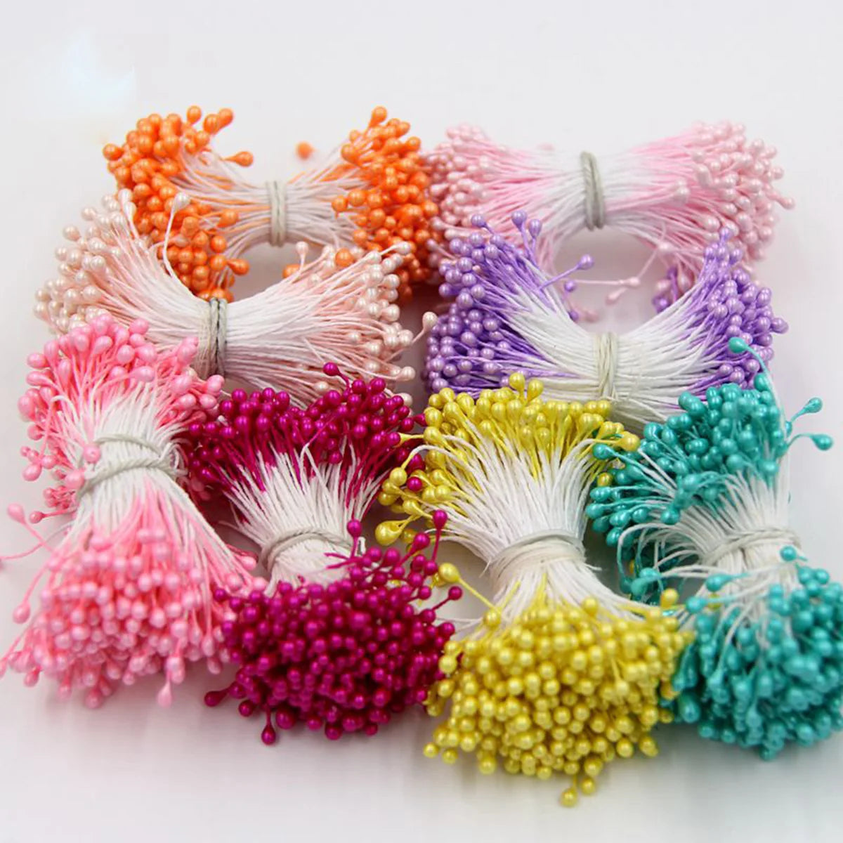 120-150 Pcs 55mm (2.17 in) Artificial Flower Stamens - Multicolor Double-Head DIY Wedding & Scrapbook Decorations