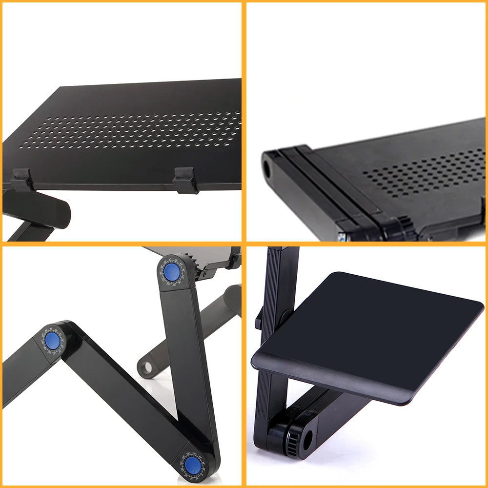 Adjustable Aluminum Laptop Desk Stand with Mouse Pad, Portable Ergonomic Lap Desk for Bed, Sofa and TV