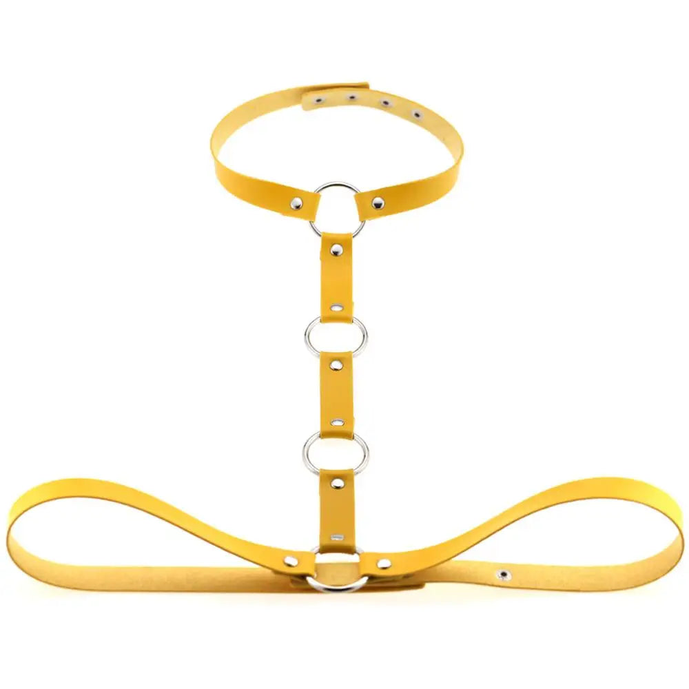 Vegan Leather Sword Belt Body Harness Cage – Gothic Punk Waist Chain for Cosplay & Festival