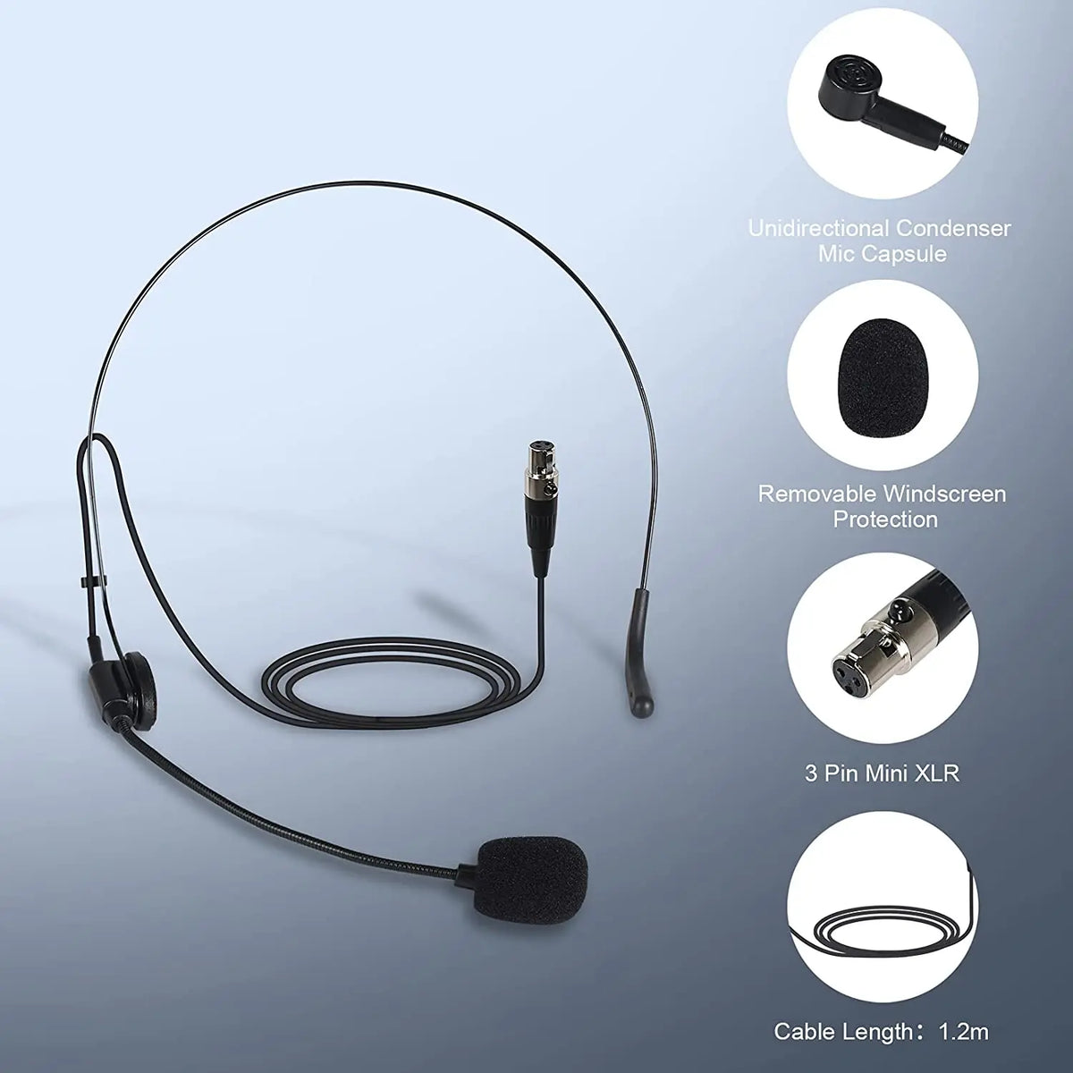 Wired Lavalier & Headset Microphone Combo — 3-Pin Mini XLR for Stage, Presentation & Bodypack Systems