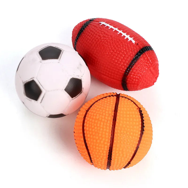 Squeaky Rubber Dog Chew Toy — Bone & Ball Tooth-Cleaning Training Toy, 1-Pack