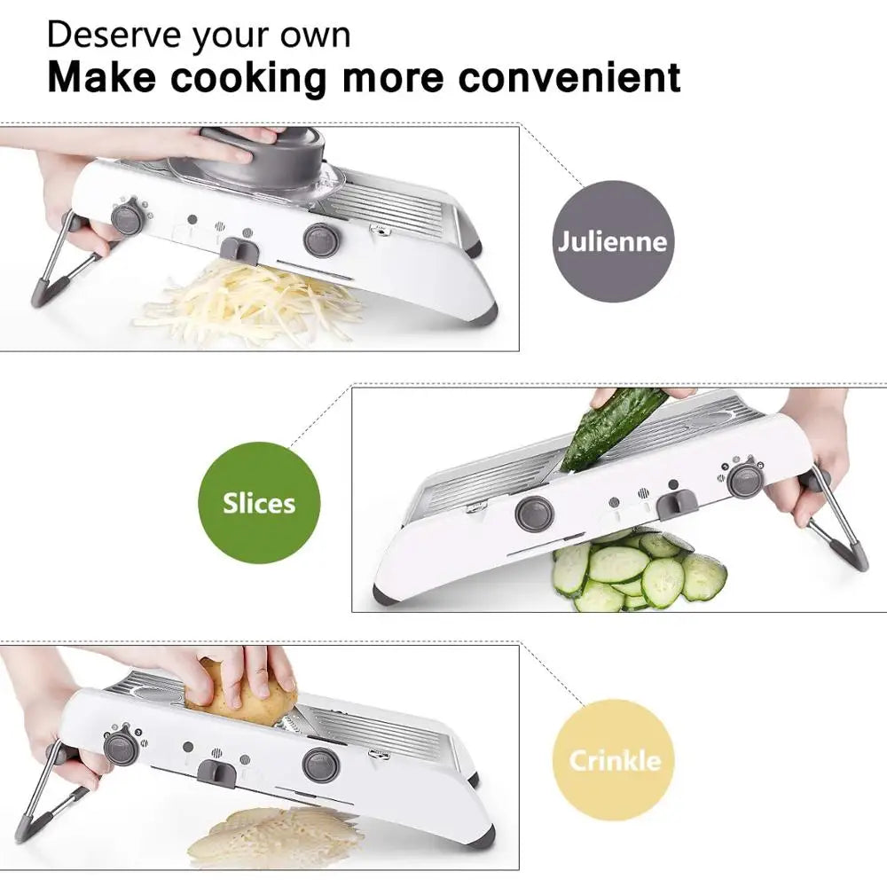 18-in-1 Adjustable Mandoline Slicer - Stainless Steel Vegetable Julienne Grater & Potato Cutter