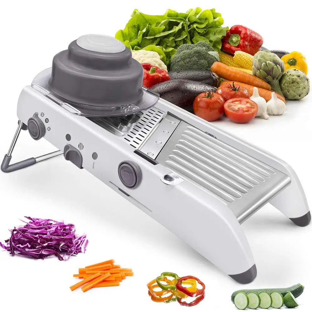 18-in-1 Adjustable Mandoline Slicer – Stainless Steel Vegetable and Fruit Grater, Julienne Cutter