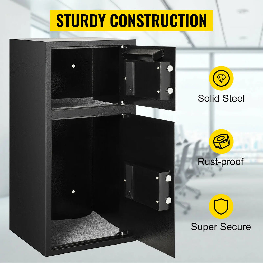 33-Inch (84 cm) Double Door Electronic Safe Deposit Box, Dual-Compartment Steel Security Safe for Home & Office